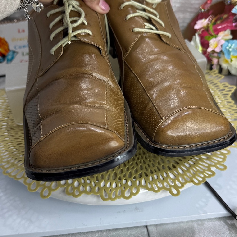(R2) Giovanni Vintage,Y2K,brown leather square toe shoes, size 13, made in Italy - Picture 14 of 15